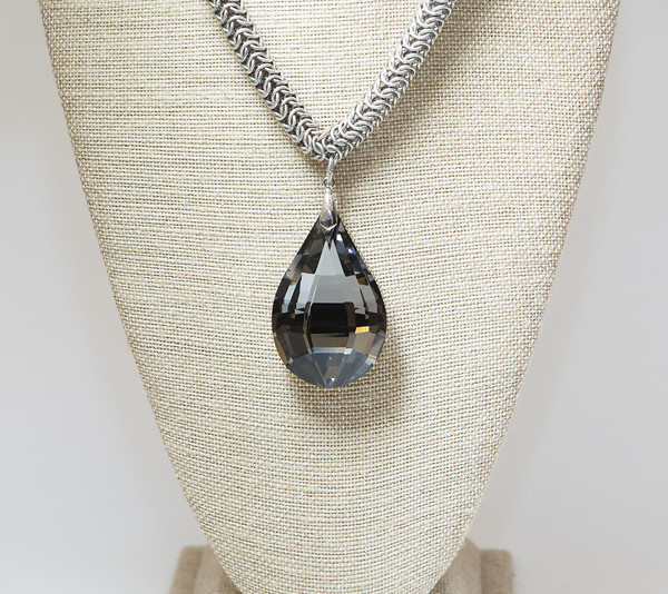 Black Diamond Faceted Crystal on Silver Chain 3 Black Diamond Faceted Crystal on Silver Chain 3